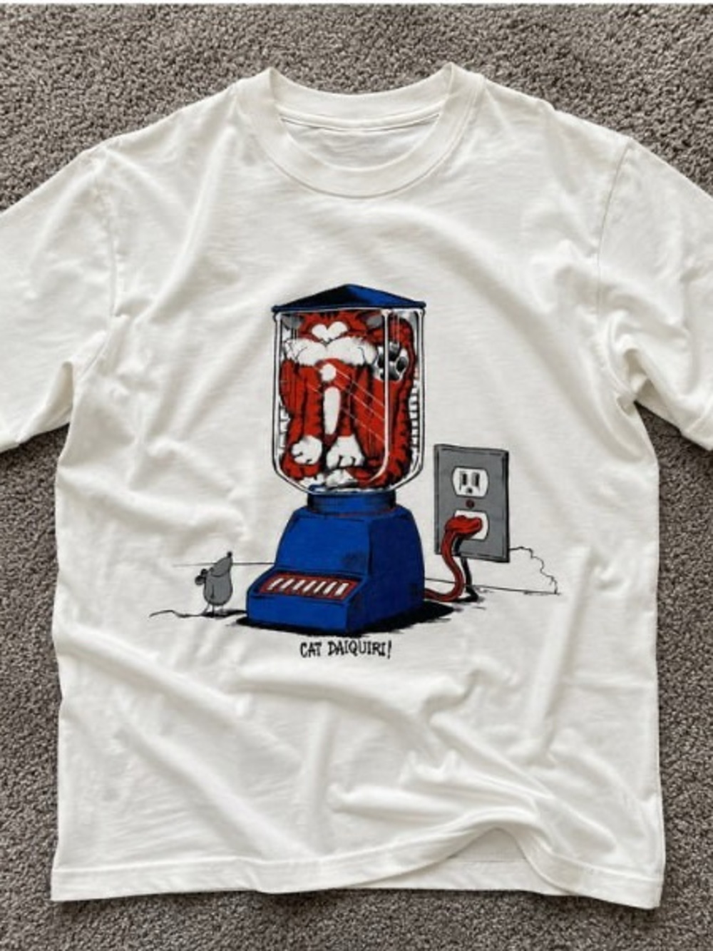 White Graphic Cat Daiquiri Funny T Shirt